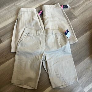 NWT Lot of 3 Izod Khaki Pleated Skorts (2) and (1) Shorts 14.5 Plus